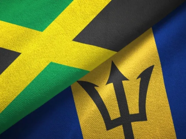 flags of Jamaica and Barbados